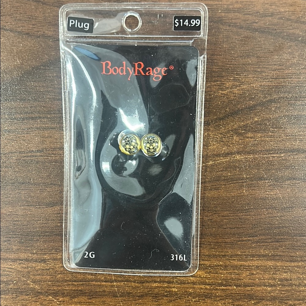Body Rage Silver Skull Plug Earrings